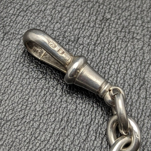 Around 1920 British Antique Pure Silver (925 Silver) Albert Chain 37g Medal Fob